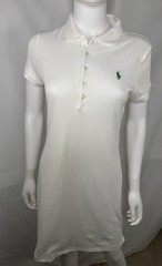 Polo Ralph Lauren White Short-Sleeve Polo Dress Medium M Green Pony