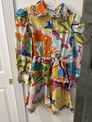Celia B Dress New With Tags Tiered Mini Shirt Dress Rainbow Cloud Print Size NWT