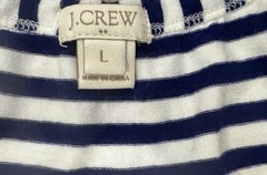 Navy Blue White Striped Maxi Dress Sz L Razor Back Nautical Resortwear Old Money