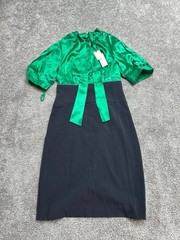 BCBGMaxazria Shift Dress Womens 4 Green Black Belted Casual Raglan Sleeve New