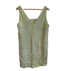 Leona Womens Lime Green Grey Leopard Print 100% Silk V-Neck Shift Dress Large