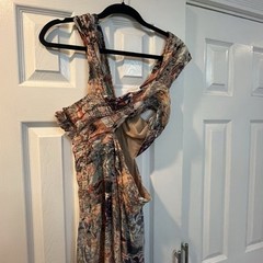 Draped Beige Patterned Dress. H&M Studio Capsule Collection. Sz M. NWT. SOLD OUT