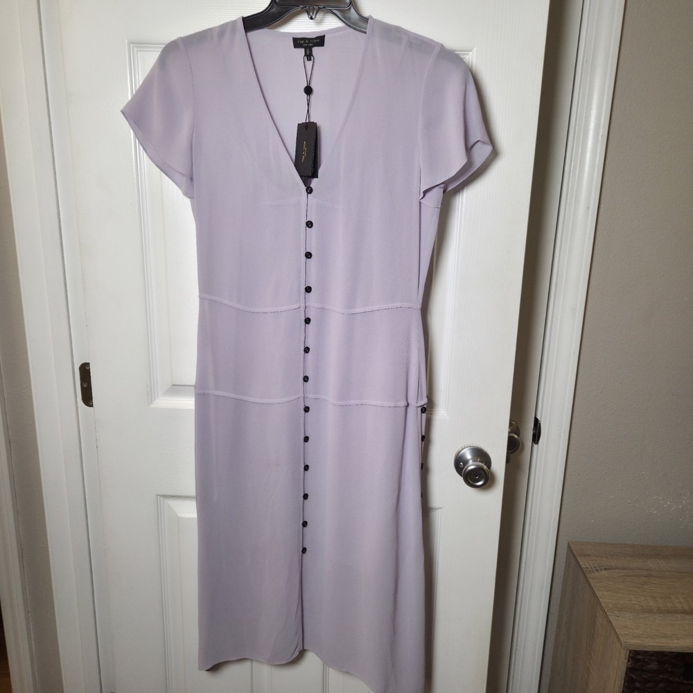 Rag & Bone sz S shadow lilac McCormick midi dress sheer NWT casual chic FLAWS