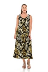 Jostar, Travel Knit Dress, long A-Line, Tank, Stretchy NO-IRON poly/span. 115