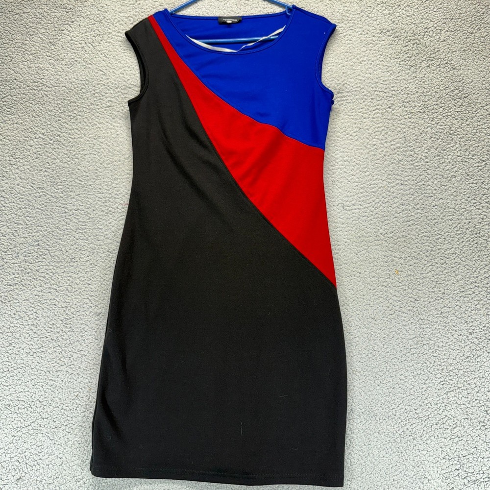 Spense Multicolor Size 8 Colorblock Cap Sleeve Stretch Knee Length Shift Dress