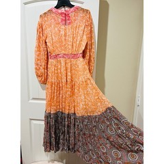 NWT❤️Anthro Maeve Long-Sleeve Sheer Printed Maxi Dress szSP