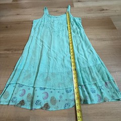 Raya Sun Turquoise Embroidered Sea Shell Print Sleeveless Beach Cover-Up Dress