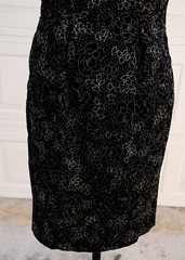 Vtg 80s Scarlett Nite Black Puff Sleeve Gold Glitter Floral Big Bow Dress Sz 5