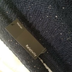 Relativity Knit Tunic with sequins and Nylon ruffle down Hem, blue – Size 2X