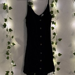 DIVIDED H&M Black Short Dress Button Front V-Neck Strappy Sleeveless Women&rsquo;s 10