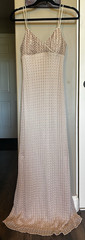 Rimini by Shaw Size 6 Beige Lace Beaded Maxi Dress V-Neck Sleeveless Zip