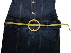 Vtg Y2K Baby Phat Denim Strapless Belted Sheath Stretch Dress W Logo 11