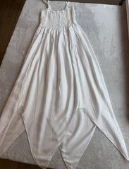 Peaceful People White Spaghetti Strap Smocked Sarong Swimsuit Cover Dress Size S
