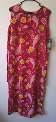 Vtg Shift Maxi Dress Women&rsquo;s Medium Fuschia Yellow Floral Paisley Resort Summer