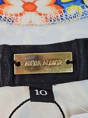 Alexia Admor Womens Scuba Dress 10 Sheath Dress White Green Orange Blue Green