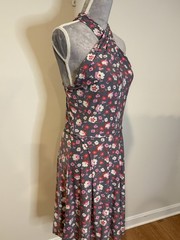 Free People Floral Criss Cross Halter Neck Swing A-line Dress Woman’s M Comfort