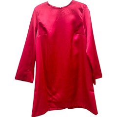 H&M Red Satin Shift Dress Womens Large Long Sleeve Mini Tunic