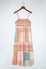 Multicolor Boho Patchwork Print Square Neck Sundress New S, M, L