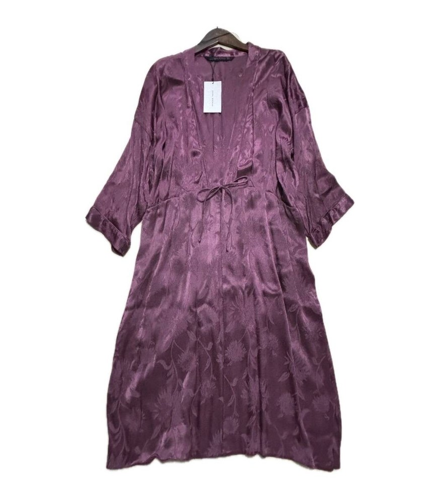 ZARA New with Tag Dress Outer S(7 9) Red Purple Bordeaux Floral Ribbon Long Mid
