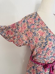 Cienna Silk Blend Wrap Dress Size S Pink Floral Short Flutter Sleeve Ruffle