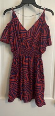Yahada Women’s Dress Red and Navy Size Small EUC 100% Polyester Wrinkle Free