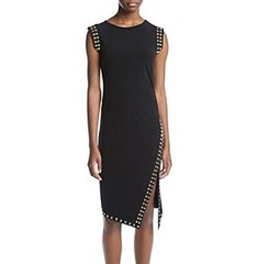 MICHAEL Michael Kors Asymmetrical Studded Sleeveless Side Slit Sheath Dress, S