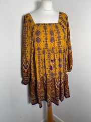 Joe Browns mini dress 14 VGC A line classic retro pattern festival beach tiered