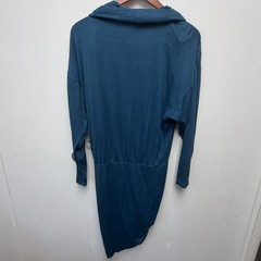 Free People Blue Teal Sundown Cowl Neck Ruched Mini Dress New Size S