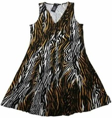 Premise Women&rsquo;s Sleeveless Soft Rayon Stretch V-Neck Dress in Zebra Print, NWT