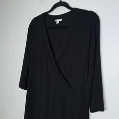 J. Jill Women’s Black V Neck Knit Dress 3/4 Sleeve Size XLP