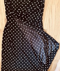 CONNECTED Black White Polka Side Ruched Wrap Boat Neck Knee Length Sheath – 6
