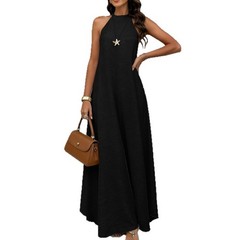 NEW Womens Loose-fitting Plus-size Sleeveless Solid-color Dress Sizes S-XXL