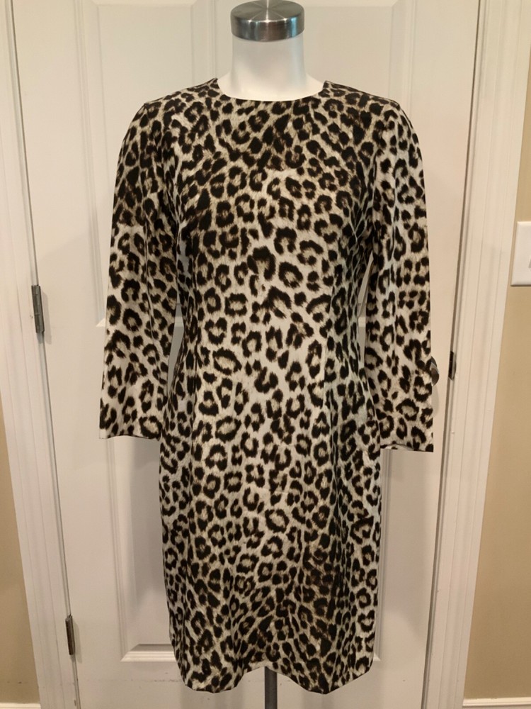 rag & bone Gray Brown Black « Short Leopard Dress » Silk Shift, Size 4, NWT!