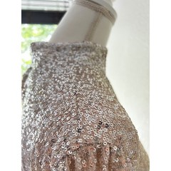 Rose Gold Sequin Mock Neck Long Sleeve Tulip Mini Dress Deadstock