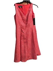 Black Label By Evan Picone Woman’s Dress Size 6 Red V-Neck Sleeveless Back Zip
