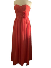 NEW Bari Jay women spring summer chiffon off shoulder long dress rusty orange 12