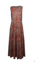 Peruvian Connection Women&rsquo;s L RustOrange Beige Abstract Jersey Maxi Dress