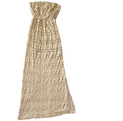 SANS SOUCI LACE STRAPLESS DRESS WOMENS S BEIGE LINED LONG SHEER POLYESTER