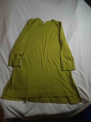 JJill Tunic Sweater Dress Womens Large Green Merino Wool Button Cuff Side Slit
