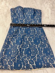 Keepsake the Label Every Way Strapless Mini Flared Dress Blue Teal Lace ~ Size S