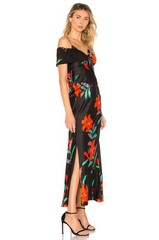 Diane von Furstenberg Draped Asymmetric Off Shoulder Floral Knotted Maxi Gown, 2