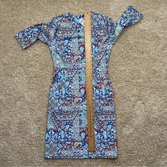 J.McLaughlin Catalyst Dress Small White Multi Athena Print 3/4 Sleeve Sheath NWT