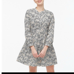 J.Crew Animal Print Mini Dress XXS Zebra Leopard Tiered Long Sleeve