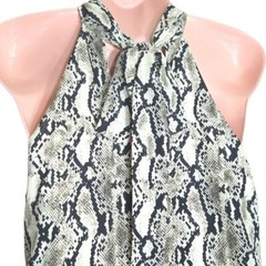 Mittoshop Women&rsquo;s Size S Snake Skin Halter Dress Beige Reputation Aesthetic