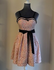 Way-In Clothing Co. Strapless Y2K Party Dress • Sparkly Lace on PINK w Black