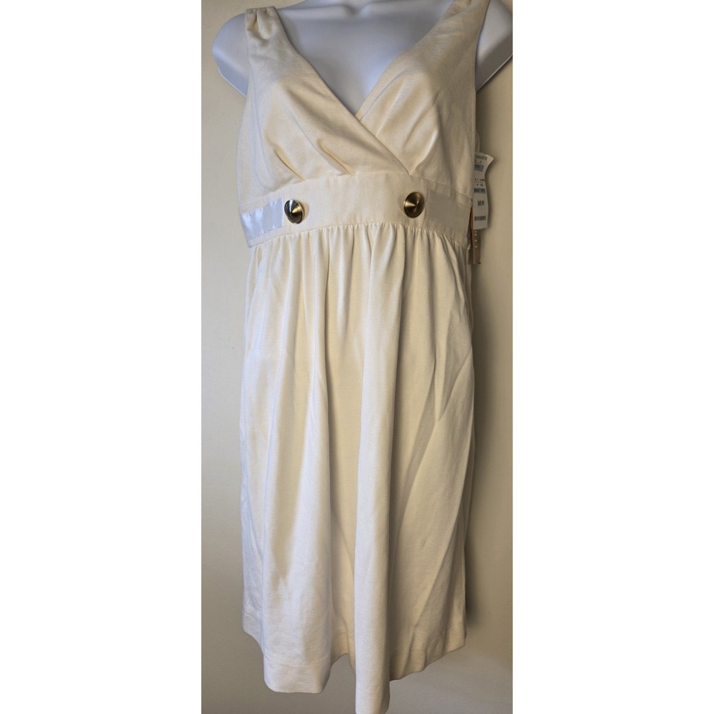 Cynthia Steffe Dress Womens 6 Sleeveless V Neck Ivory Lined Zip Knee Length NWT