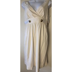 Cynthia Steffe Dress Womens 6 Sleeveless V Neck Ivory Lined Zip Knee Length NWT