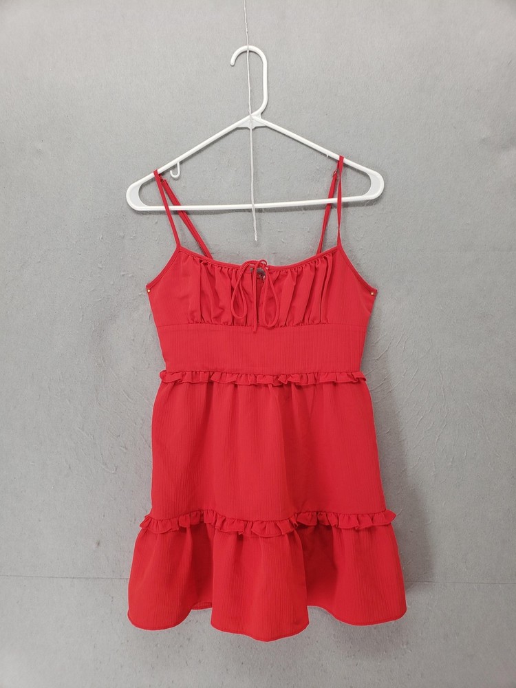BCBG Generation Dress Women XS Red Tiered Ruffle Mini Sleeveless Summer Party