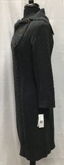 Sandra Darren Women&rsquo;s Cowl Neck Cable Knit Sweater Dress Charcoal Size XLG