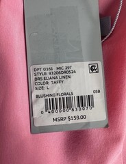 Antonio Melani Mini Dress Shift Large Sleeveless Linen Blend Pink Pockets $159